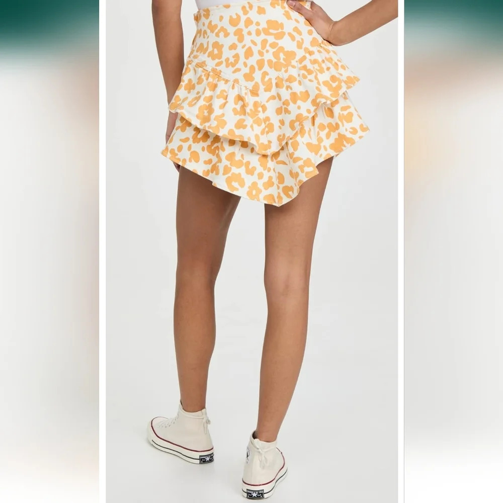 MOTHER, The Ruffle Leopard Mini Skirt, Yellow and White, Size 30 - Picture 3 of 16